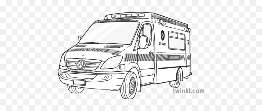 Ambulance Black And White 2 Illustration - Twinkl Ambulance Black And White Png,Ambulance Png