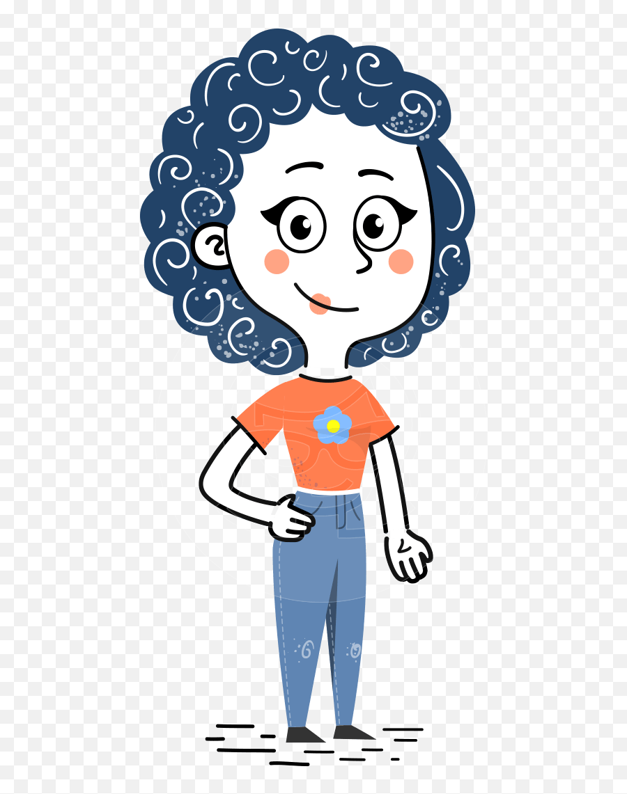Flat Hand Drawn Casual Girl Vector Character Graphicmama - Cartoon Girl Rolling Her Eyes Png,Flat Hand Png