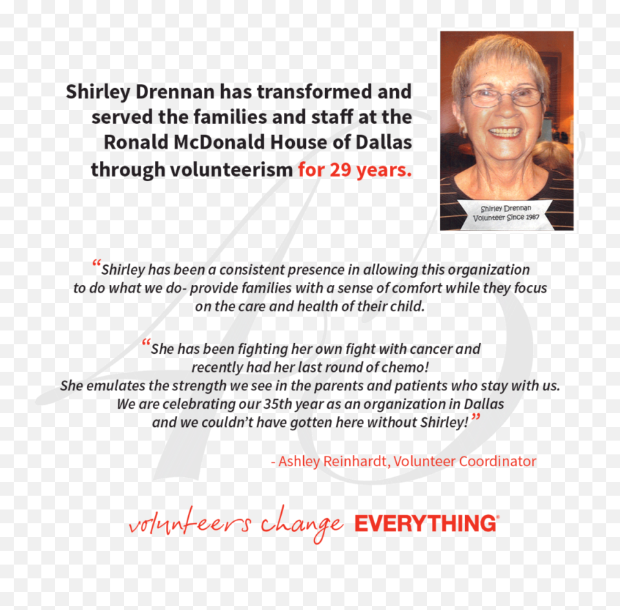 Shirley Drennan Joyful And Genuine U2014 Volunteernow - Senior Citizen Png,Ronald Mcdonald Transparent Background