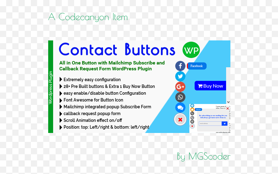 Contact Buttons U2013 All In One Button With Mailchimp Subscribe - Vertical Png,Fontawesome Facebook Icon