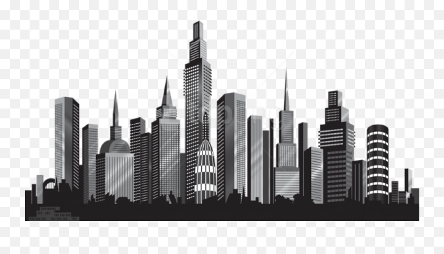 Download Cityscape Silhouette Png - Buildings Black And White Png,Building Silhouette Png