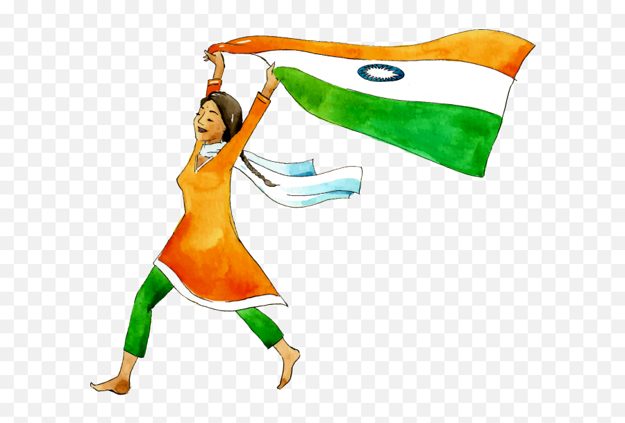 Girl With Indian Flag Png Transparent - Girls With Indian Flag,Indian Flag Png