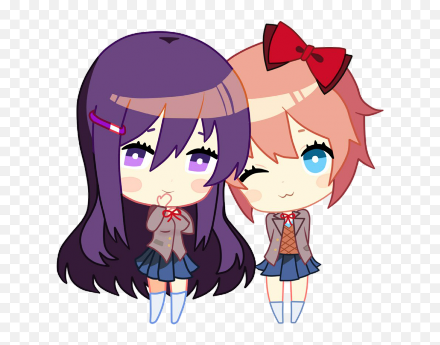 Download Yuri Monika Sayori Natsuki - Doki Doki Literature Club Chibi Png,Sayori Png