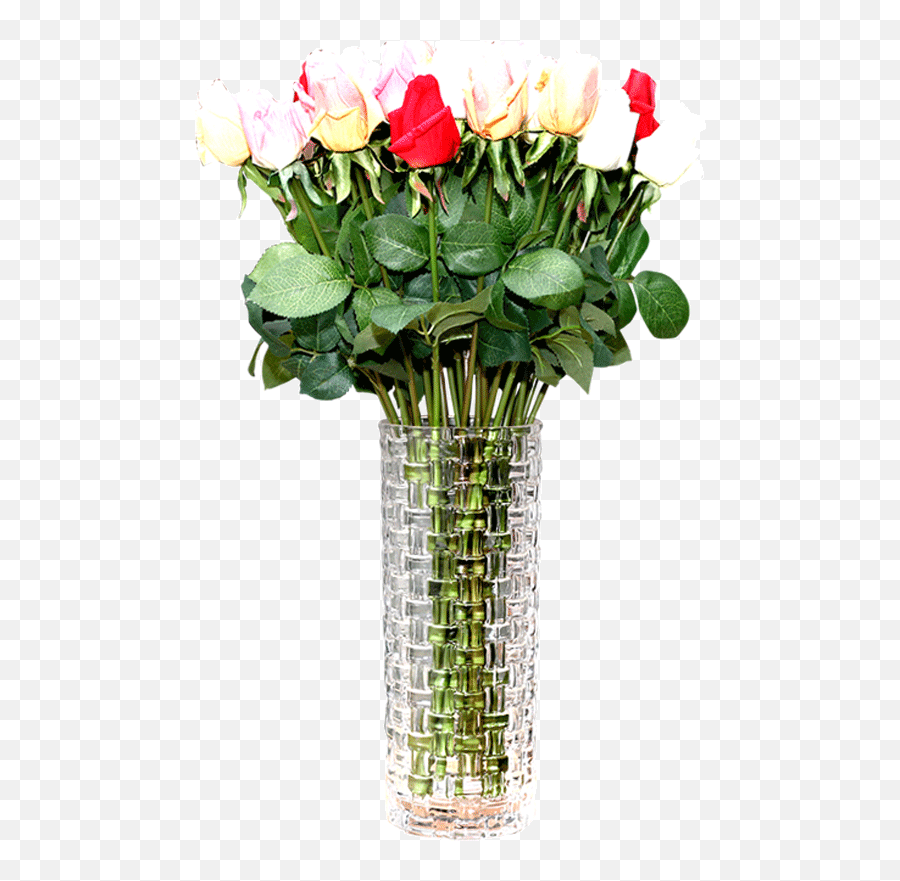 Thickened Transparent Glass Vase Straight Tube Rich Bamboo - Garden Roses Png,Flower Pot Png