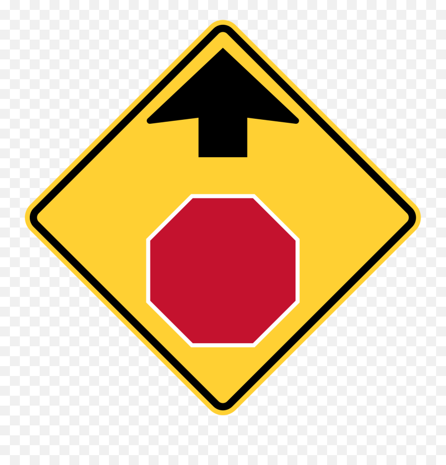 Clipart Road Marking - Stop Sign Ahead Sign Stop Sign Ahead Road Sign Png,Highway Sign Png