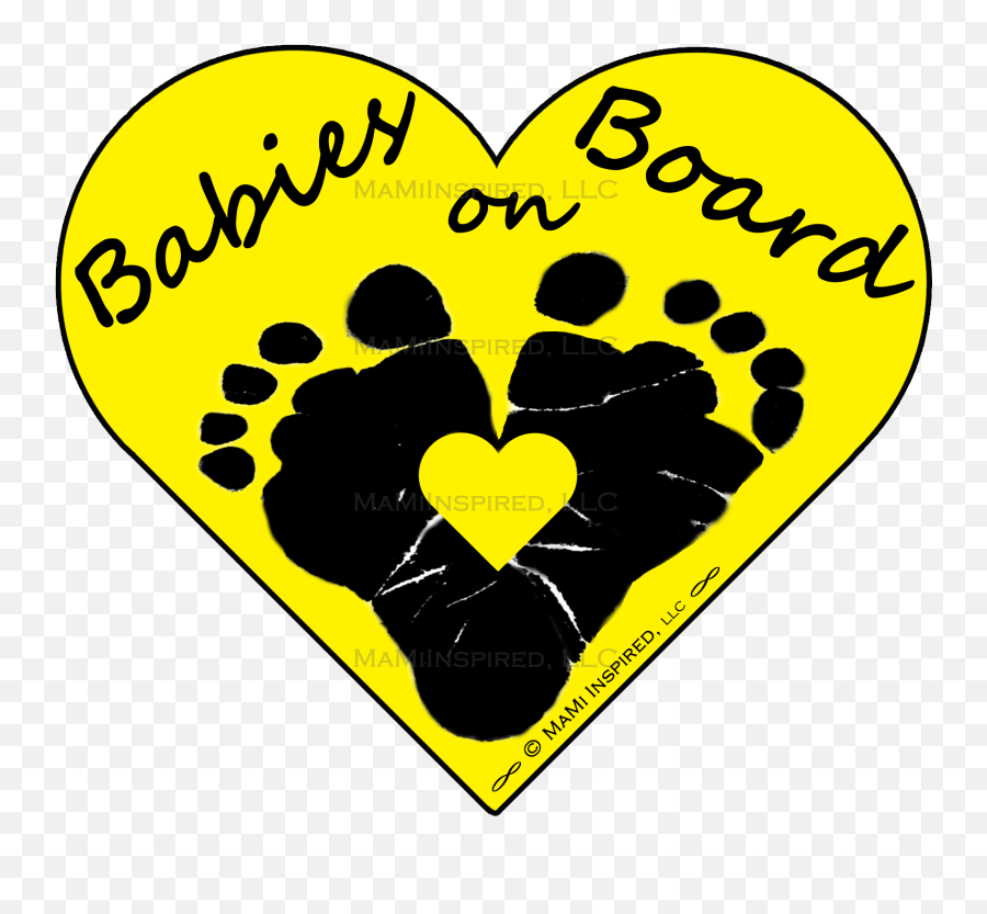 Baby Footprint Png - Babies On Board Heart Baby In Car Girly,Footprint Png