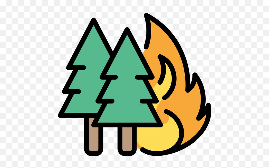 Fire In Forest Icon Of Colored Outline Style - Available In Free Forest Fire Icon Png,Transparent Forest