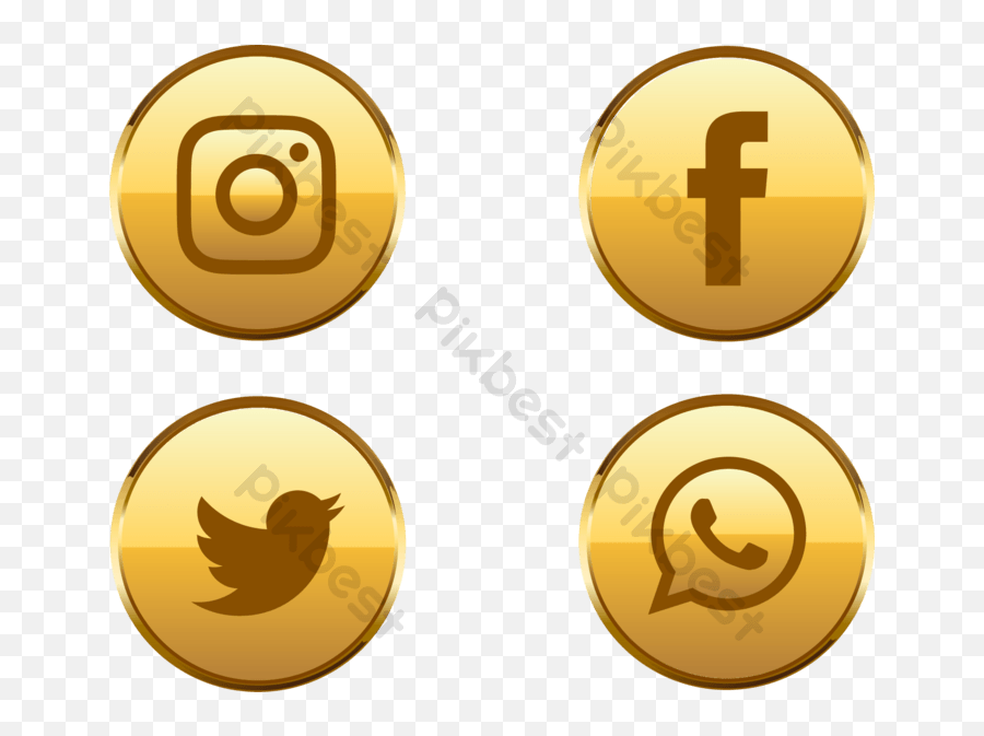 Gold Social Media Luxury Logo Icons Set Png Images Ai Free - Logo Social Media Gold,Whatsapp Logo Icon