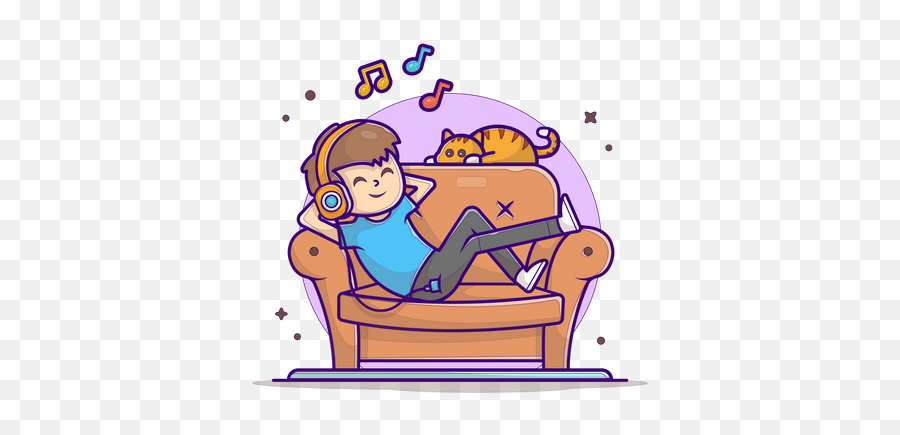 Best Premium Boy Enjoying Music Illustration Download In Png - Happy,Cat Girl Icon