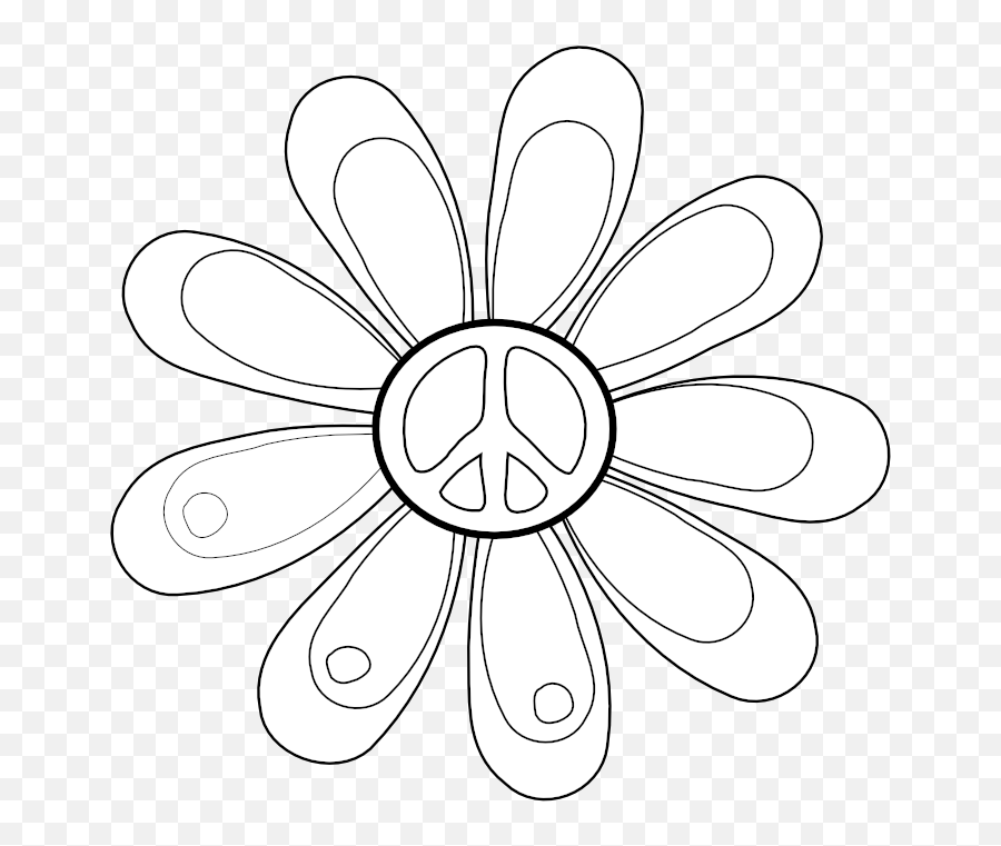 Download Hd Peace Symbol Sign Flower 82 Black White - Daisy Vinyl Decal Png,Peace Sign Png