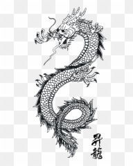 Download Tattoo Art Chinese Japanese Dragon Black Images Hq - Transparent Dragon Tattoo Png,Japanese Flag Png