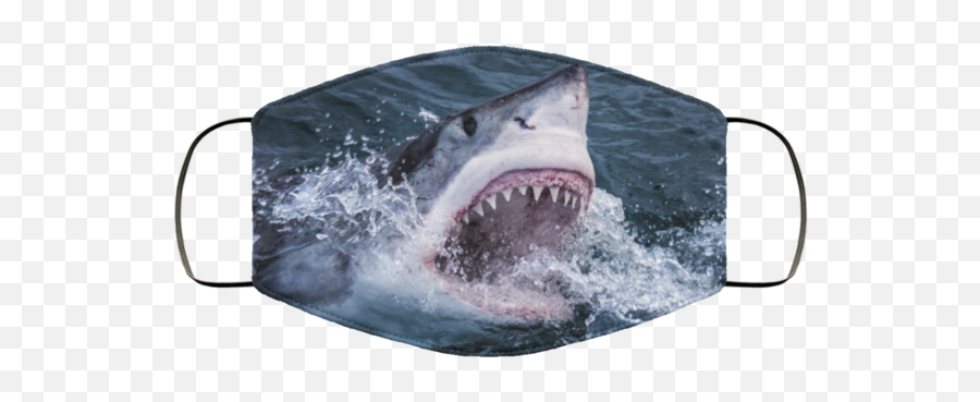 Jaws Cloth Face Mask - Great White Shark With Mouth Open Png,Jaws Png