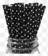Background Black And White Polka Dot - Paper Straws png