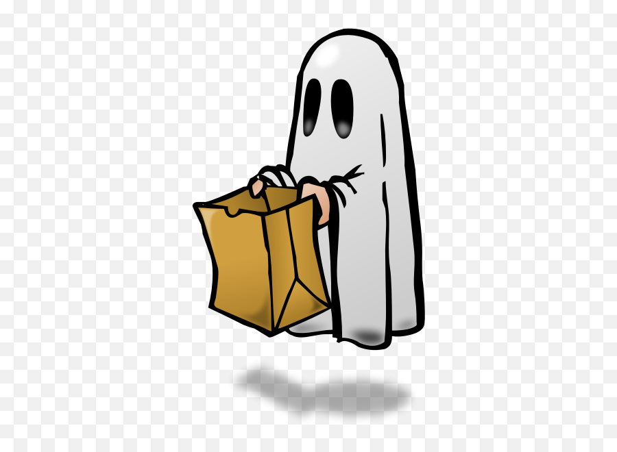 Ghost With A Paper Bag Shadow Vector Image Free Svg - Transparent Trick Or Treaters Clipart Png,Brown Bag Icon