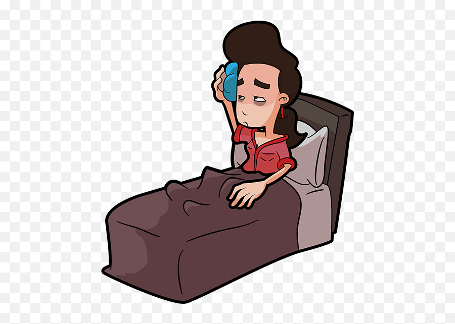 Sick Girl In Bed - Transparent Sick Cartoon Png,Girl Transparent