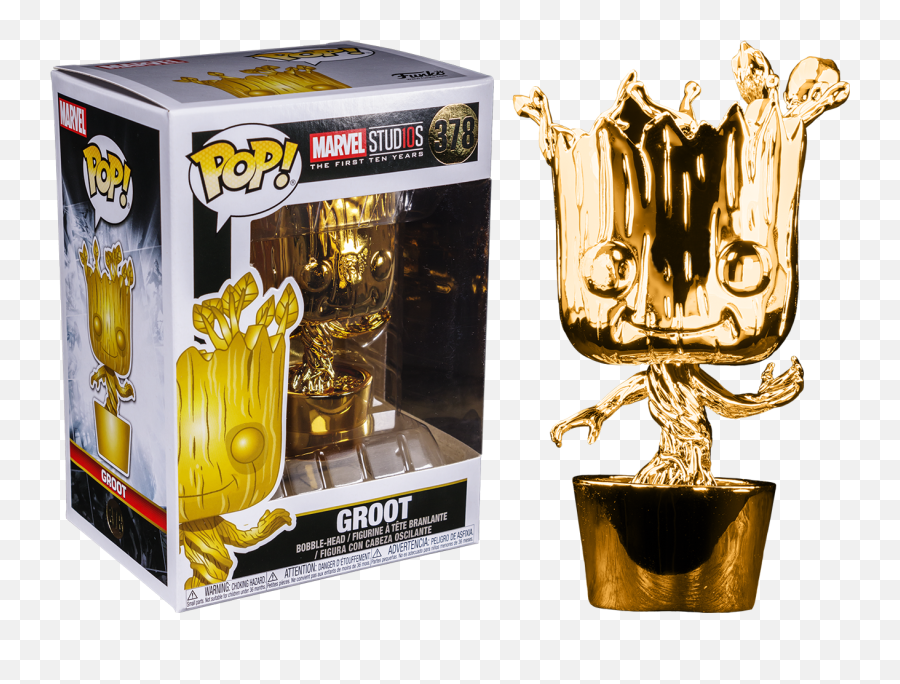 Download Marvel Studios 10 Years Groot - Groot Gold Funko Pop Png,Marvel Studios Png