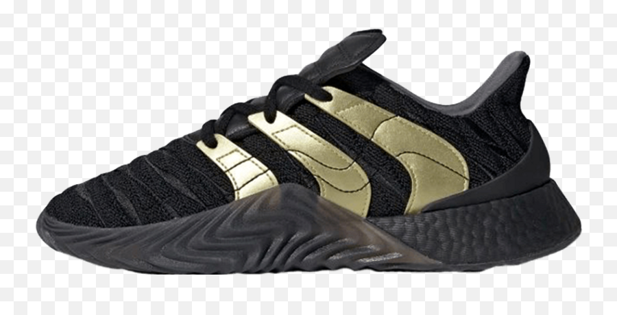 Adidas Sobakov Boost Black Gold - Lace Up Png,Adidas Boost Icon 2 White And Gold