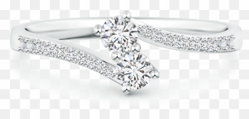 Two Stone Lab Grown Diamond Bypass Ring With Accents - Pre Diamond Png,Life Ring Png