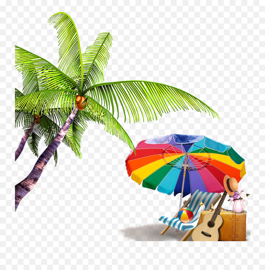 Download Elements Summer Computer Beach File Free - Coconut Tree Png,Beach Clipart Png