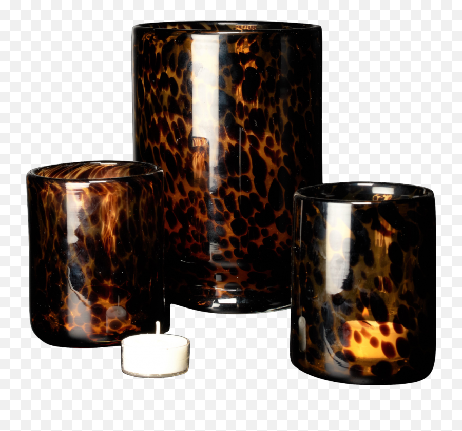 Hand Blown Leopard Print Candle Holder - Leopard Print Glass Candle Holder Png,Leopard Print Png