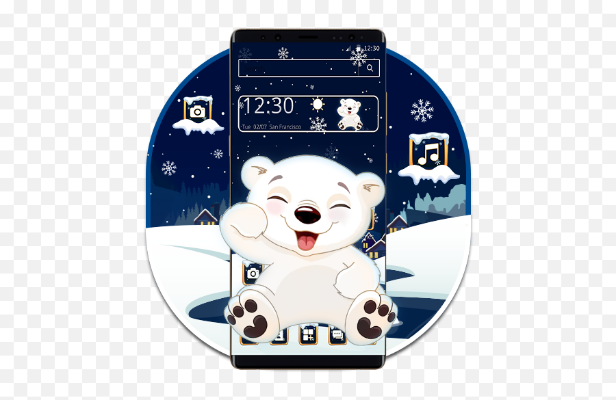 Cute Cartoon Polar Bear Theme U2013 Apps No Google Play - Cartoon Png,Polar Bear Transparent Background