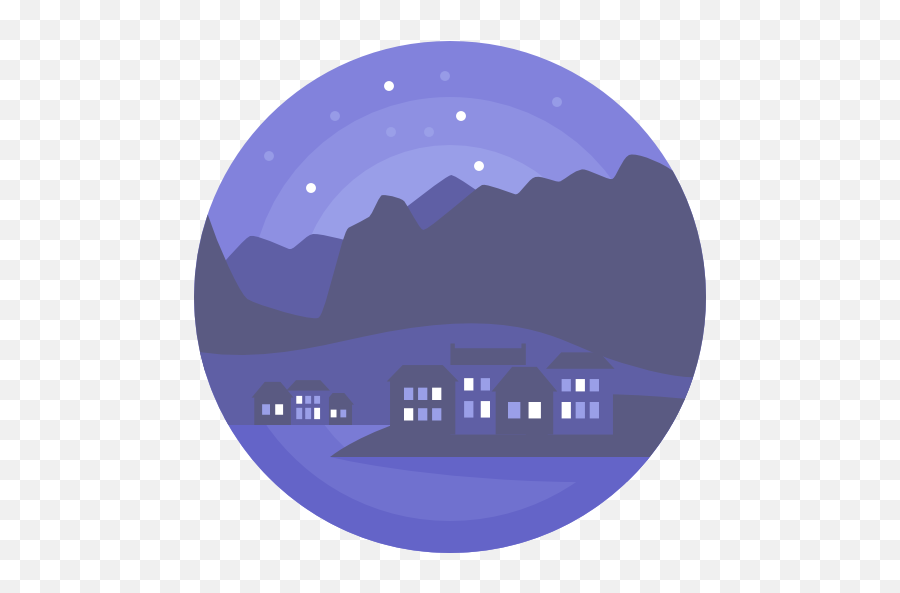 Night Nature Landscape Scenery Village Icon - Night City Icon Png,Landscape Png