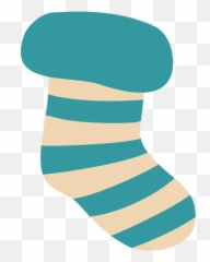 Blue Stripy Xmas Sock - Meia Azul Png Desenho,Sock Png