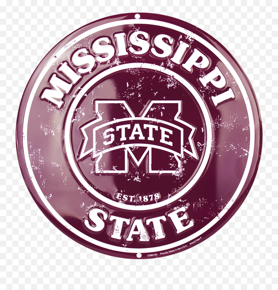 Mississippi State Embossed Metal Circular Sign - Language Png,Mississippi State Logo Png