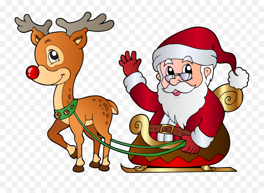 Santa Rudolph Download - Santa Claus With Reindeer Cartoon,Santa Png
