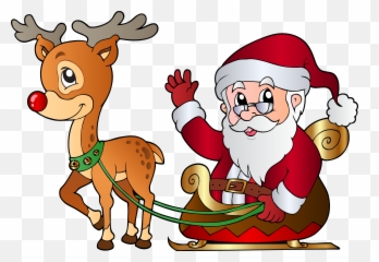 Santa Rudolph Download - Claus With Reindeer Cartoon Transparent PNG