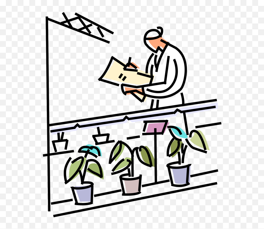 Vector Illustration Of Plant Biologist Studies Clipart - Serving Png,Biologist Icon
