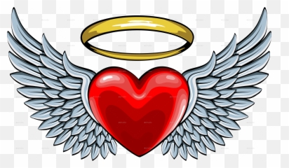 Banner Transparent Library Red Heart - With Angel Wings png