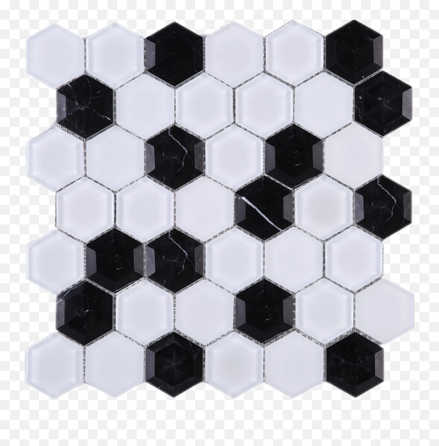Download 3d Hexagon Honey Comb Black And White Glass - Tile Png,Honey Comb Png