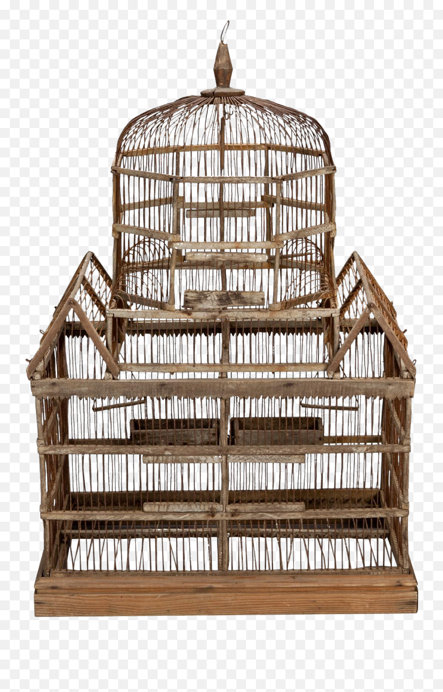 Download Hd English 19th Century Handmade Wooden Bird Cage - Solid Png,Birdcage Png