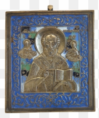 Antique Russian Icon Adorned With Enamel 19th Century - Picture Frame png