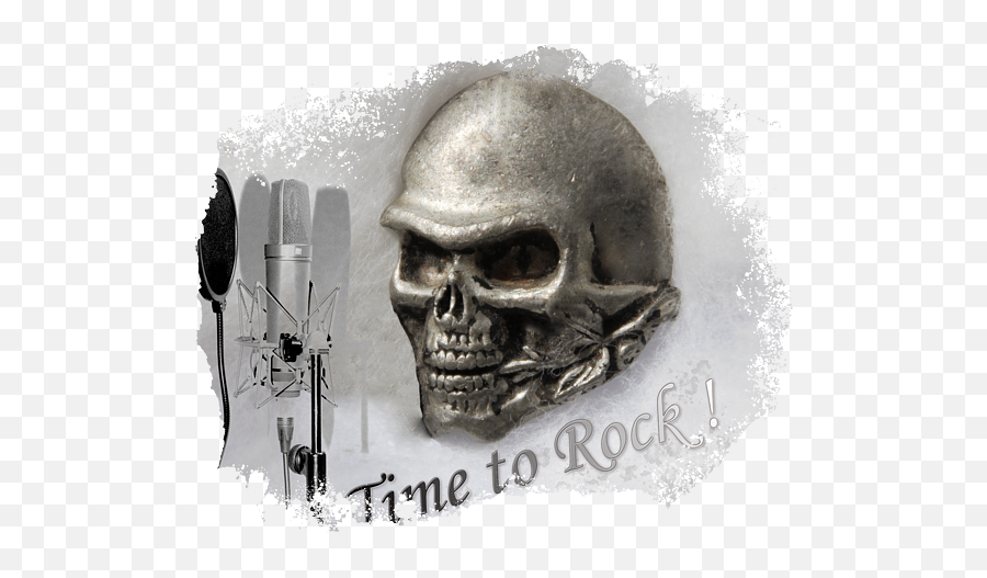 Silver Metal Skull With Mic Rock Music Motivation Fleece Png Icon Bottom Right