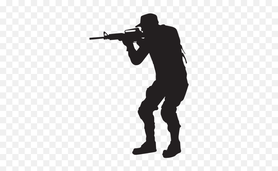 Soldier Aiming With Rifle Silhouette - Soldado Png,Rifle Png