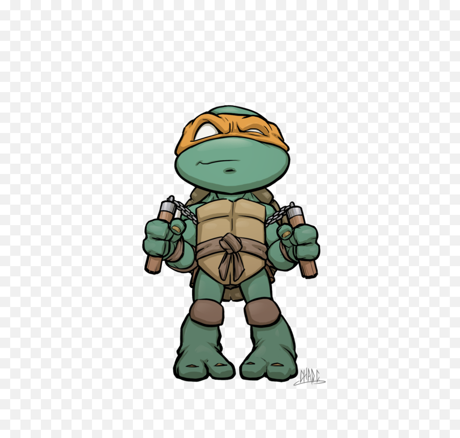 Download Chibi Mikey By Chadwick J Coleman - Ninja Turtle Teenage Mutant Ninja Turtles Cartoon Drawing Png,Michelangelo Png