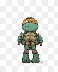 Download Chibi Mikey By Chadwick J Coleman - Ninja Turtle Teenage Mutant Ninja Turtles Cartoon Drawing Png,Michelangelo Png