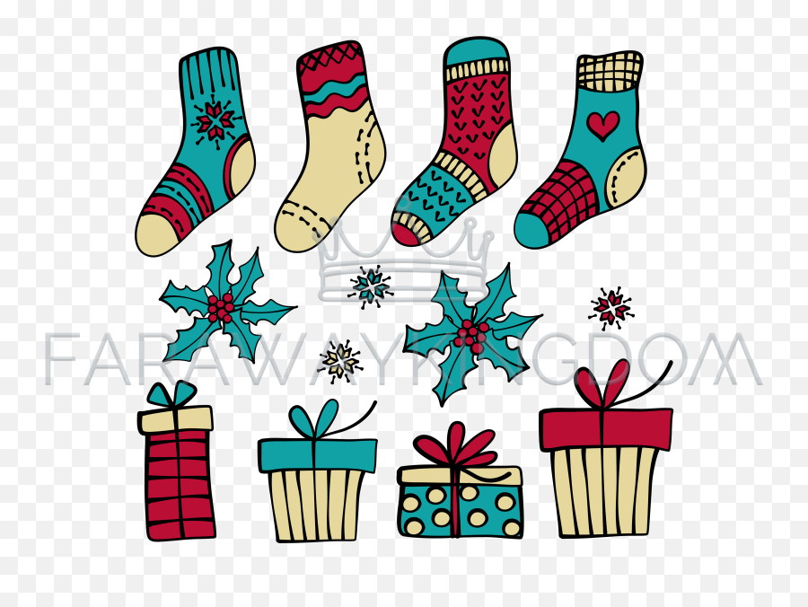 Christmas Socks Cartoon Vector Illustration Set - Sock Png,Christmas Stockings Png
