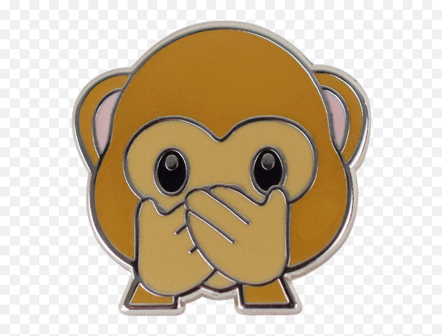 Download Speak No Evil Monkey Emoji Pin - Cartoon Png,Monkey Emoji Png