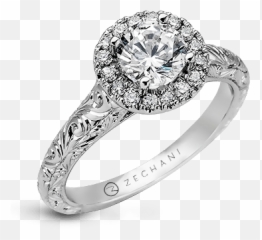 Diamond 14k Gold White Zr940 Engagement - Zeghani Zr940 Png,Halo Ring Png