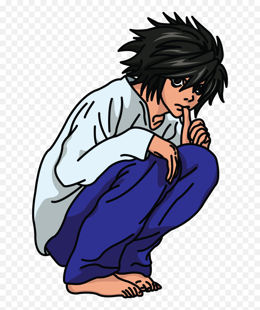 Draw L Lawliet From Death Note Manga - Death Note L Drawing Png,L Logo Death Note