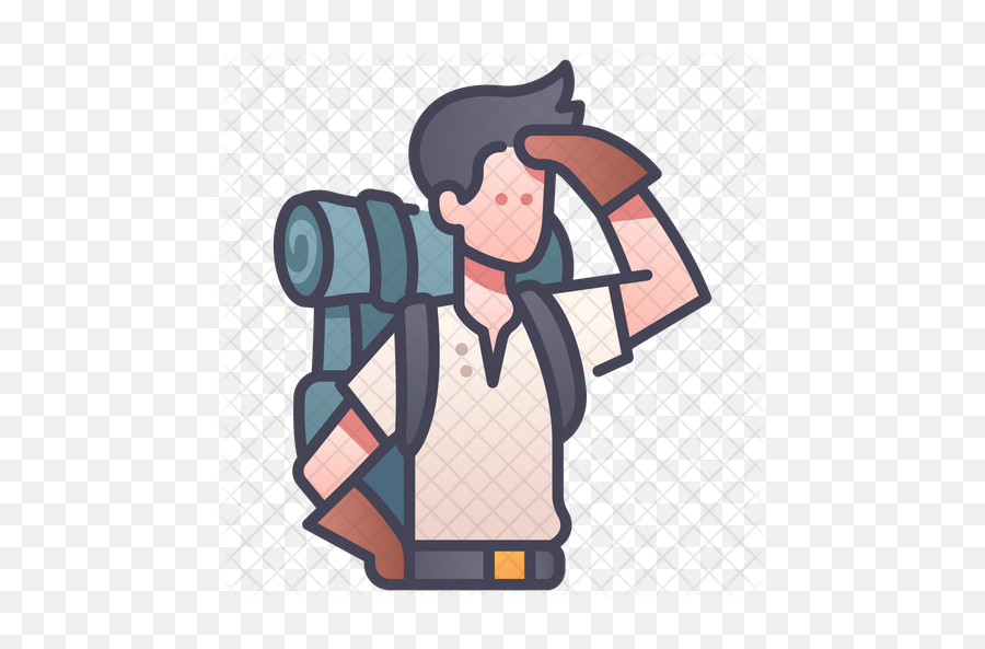 Hiker Icon Of Colored Outline Style - Icon Png,Hiker Png