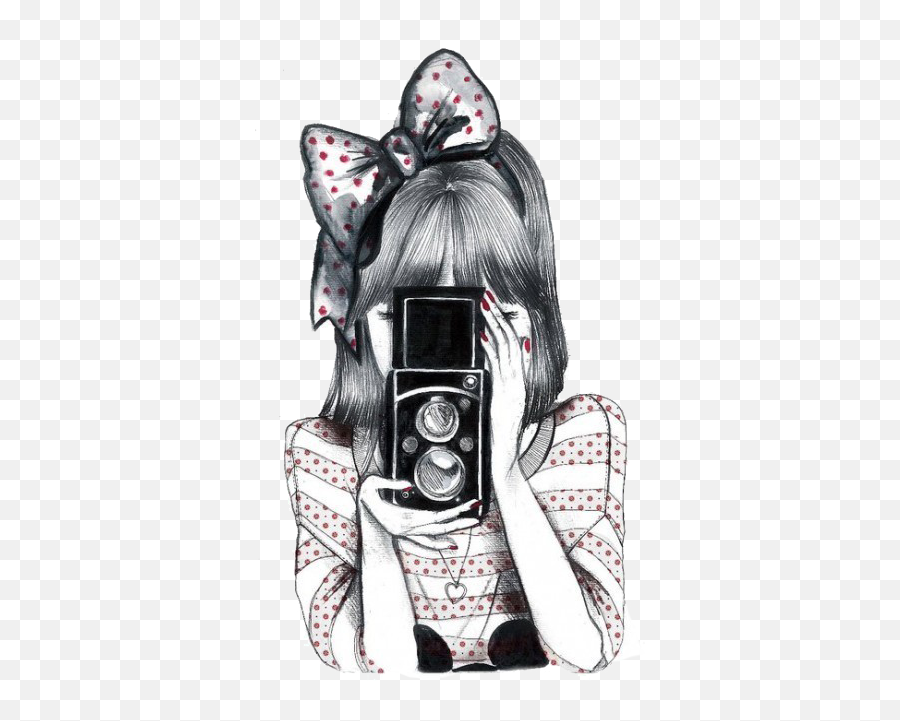 Download Hd Imagens Fofas Tumblr Desenho Png - Girl With Girl With Camera Drawing,Camera Png