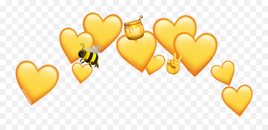Emoji Heart Yellow Sticker - Picsart Heart Yellow Png,Yellow Heart Emoji Png