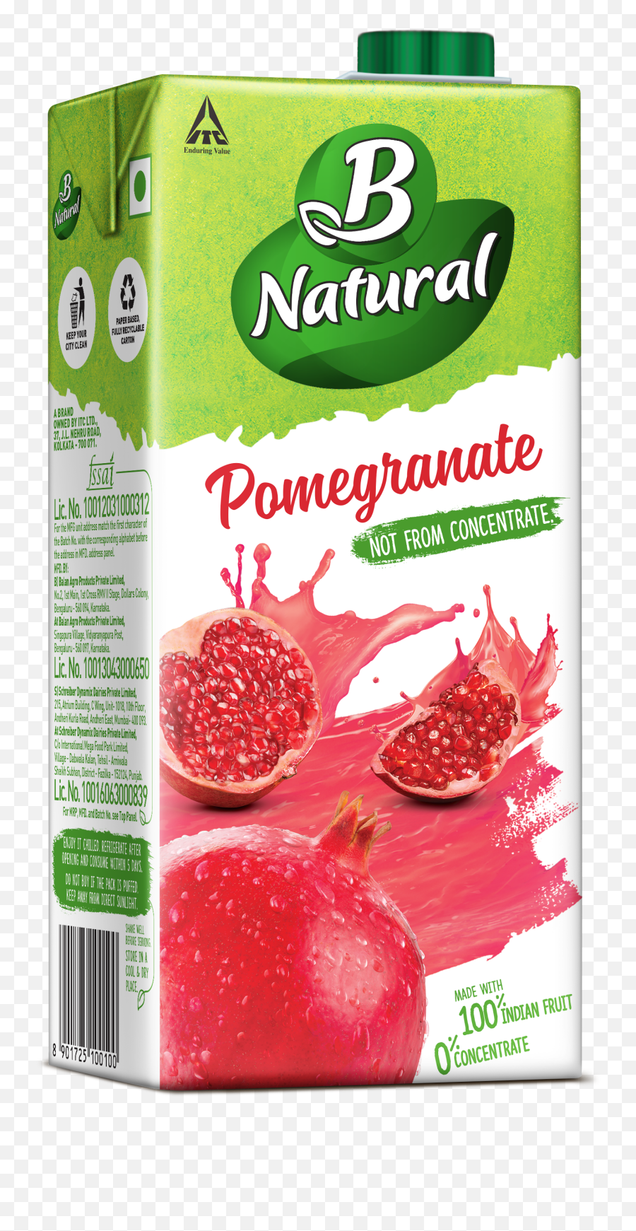 B Natural U2013 100 Indian Fruit 0 Concentrate - B Natural Pomegranate Juice Png,Pomegranate Transparent