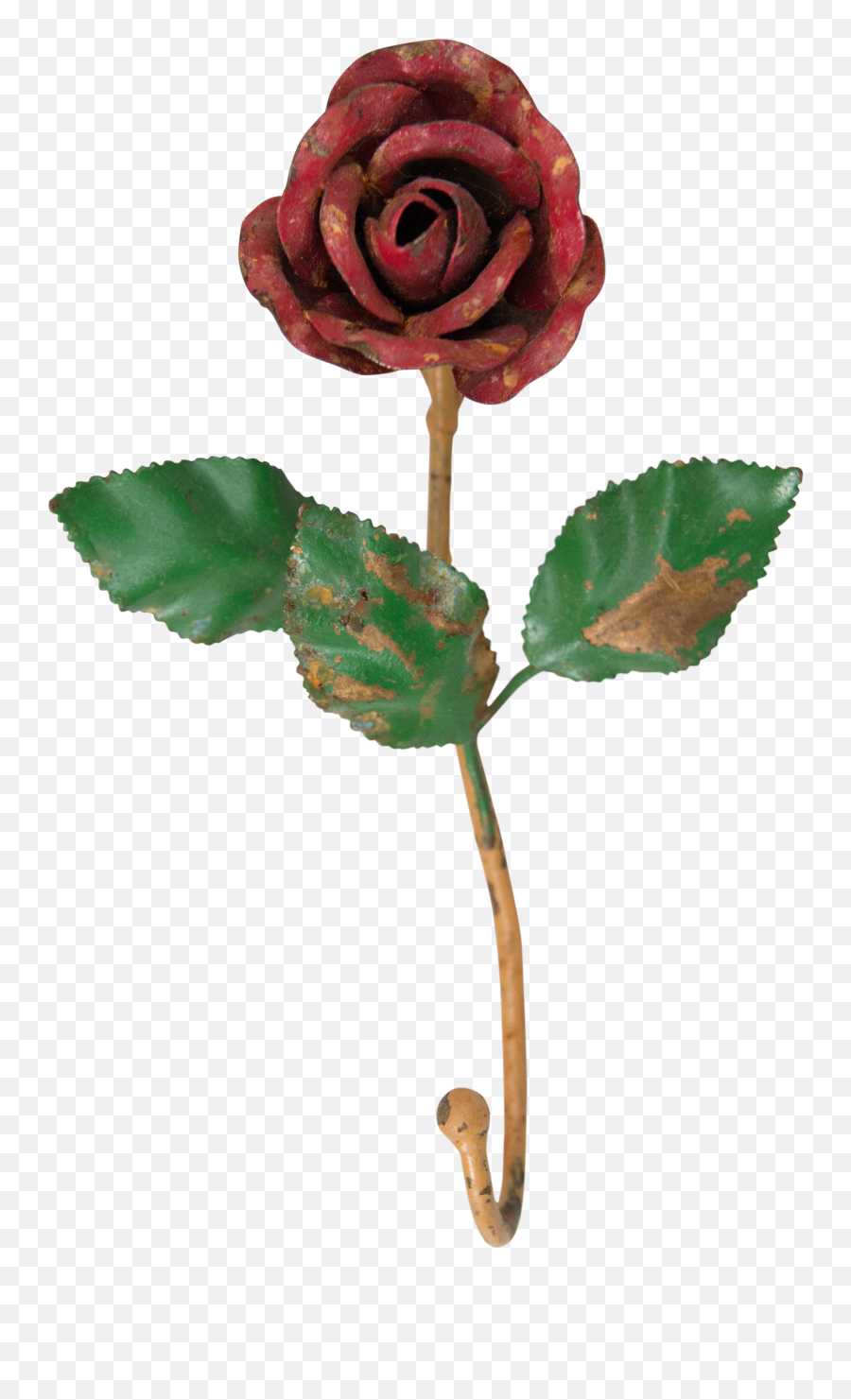 Vintage Italian Tole Red Rose Flower Hook - Italian Red Rose Png,Red Rose Png
