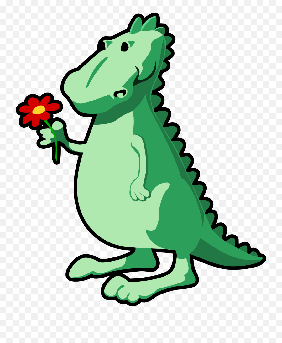 Dragon Vector Png - Cartoon Dinosaur With Flowers,Dinosaur Transparent Background