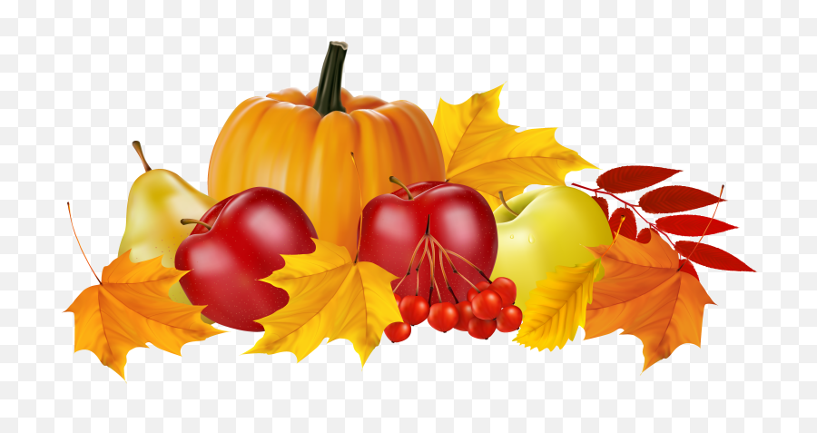 Autumn Pumpkin And Fruits Png Clipart - Fall Leaves And Pumpkin Clip Art,Pumpkins Png